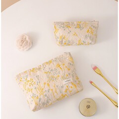 新しいラミーコットンとリネンの植物刺繍化粧品バッグ手持ちポータブルキャンバス収納袋口紅スキンケア製品トイレタリーバッグ