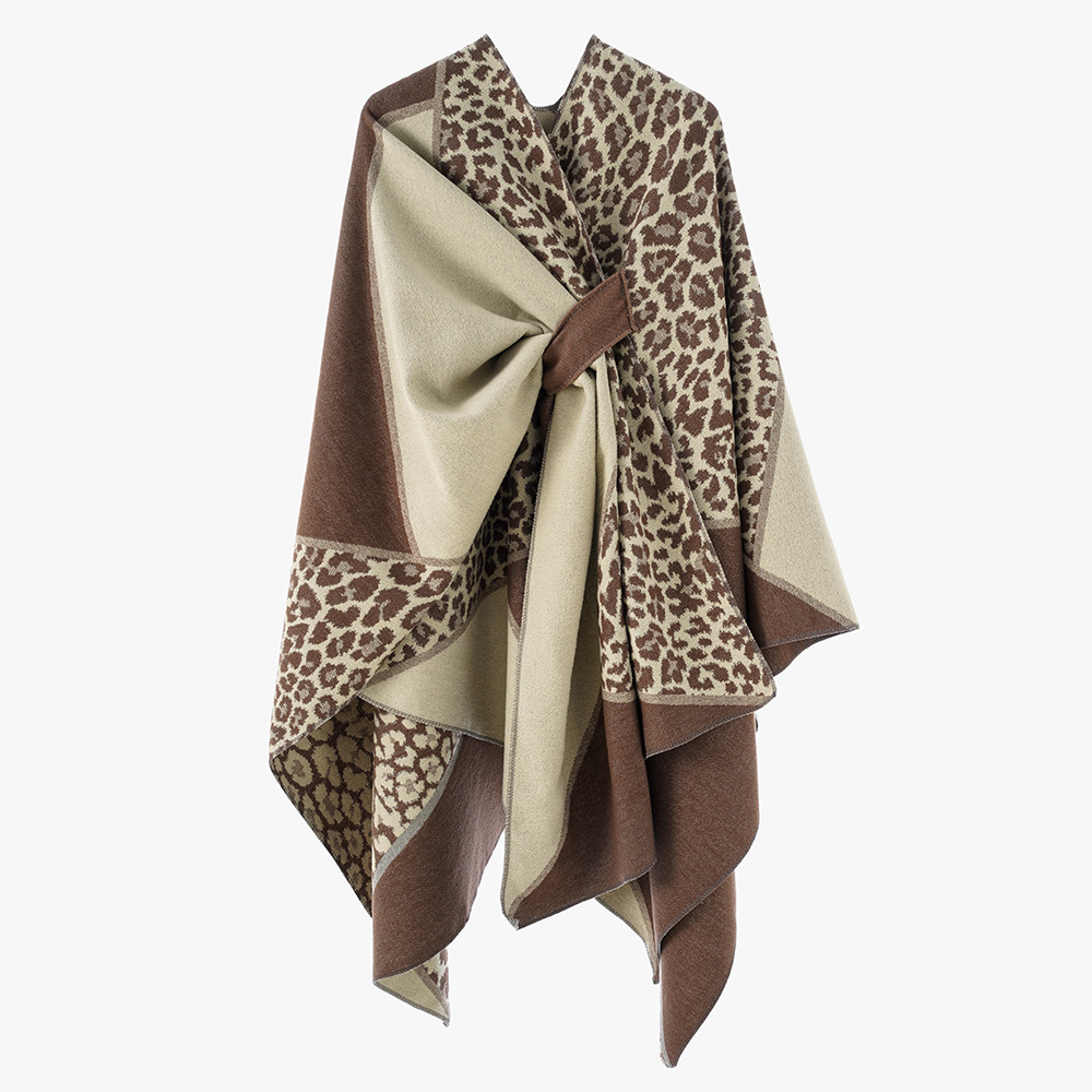 Chal de cachemira con capa de leopardo de primavera y otoño de invierno a prueba de viento abrigo abrigo abrigo de moda