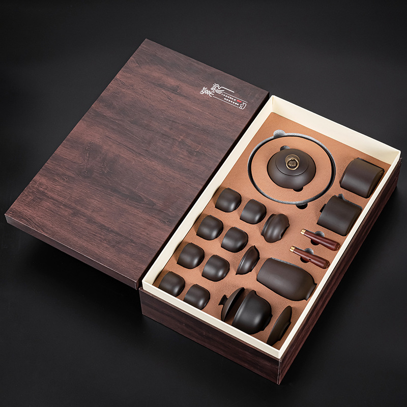 ✲☾☾✲16개 보라색 점토 차 세트(측면 손잡이/둥근 모양) - 선물 상자✲☾☾✲