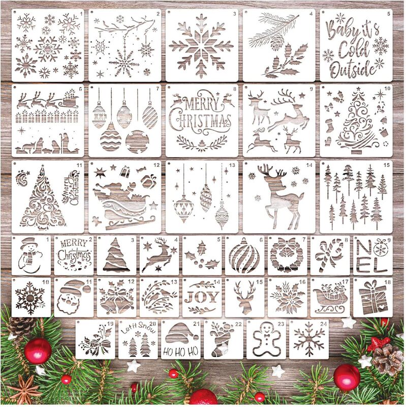 Amazon Christmas Painting Templates Snowflake Christmas Pattern Stencil Spray Paint Hollow Painting Template Customization