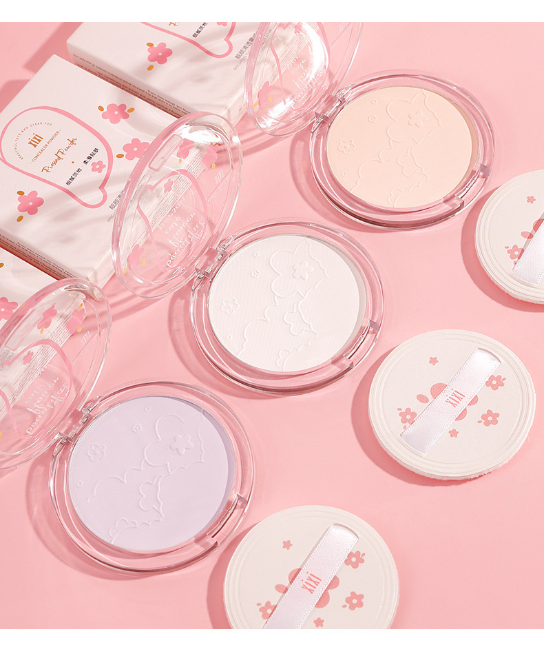 xixi Clear and misty Prime Powder Compact, setting makeup, concealer, long-lasting oil control, skin smoothing, matte finish, brightening, student contouring Powder Compact undefined