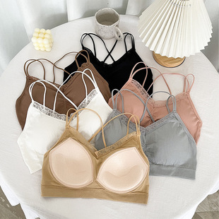 New beauty back underwear women's inner cross camisole latex fixed coaster tube top bra girl wrapped chest