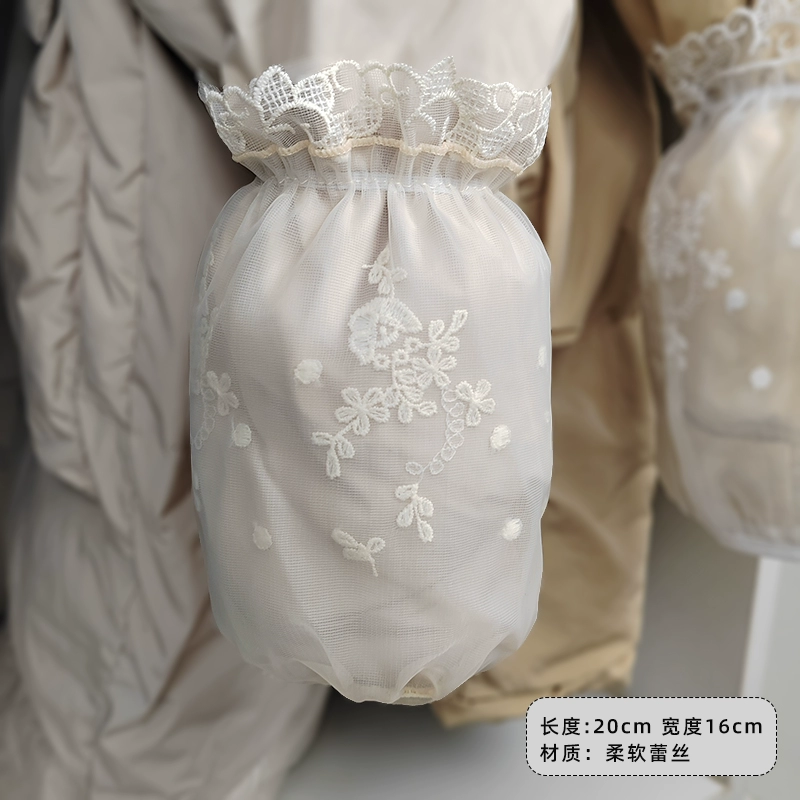Lace demi-season sleeves, white down jacket, anti-dirty