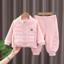 DJT女童套装秋冬装2025儿童外套裤子加绒夹棉衣服宝宝冬季小童装