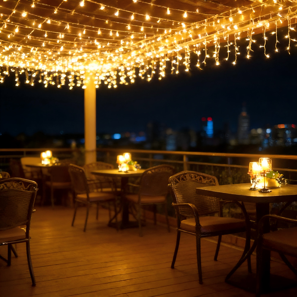 Luz de tira de hielo LED al aire libre Cielo estrella luz de color luz intermitente luz cadena luz cascada tela tienda centro comercial Techo Luz decorativa