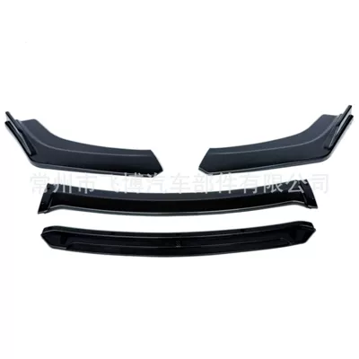 Universal four-section front spoiler bumper with anti-collision corners for car modification, front lip and front bumper corner guards (Big Surrounded) - all-black