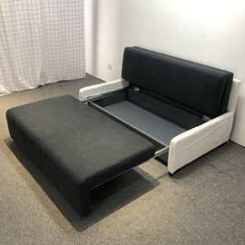 小户型多功能沙发床 仿棉麻布艺推拉储物两用客厅卧室公寓梳化