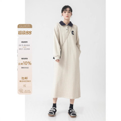桂儿「优质棉」懒人B备款！休闲卫衣连衣裙女显瘦气质长裙子