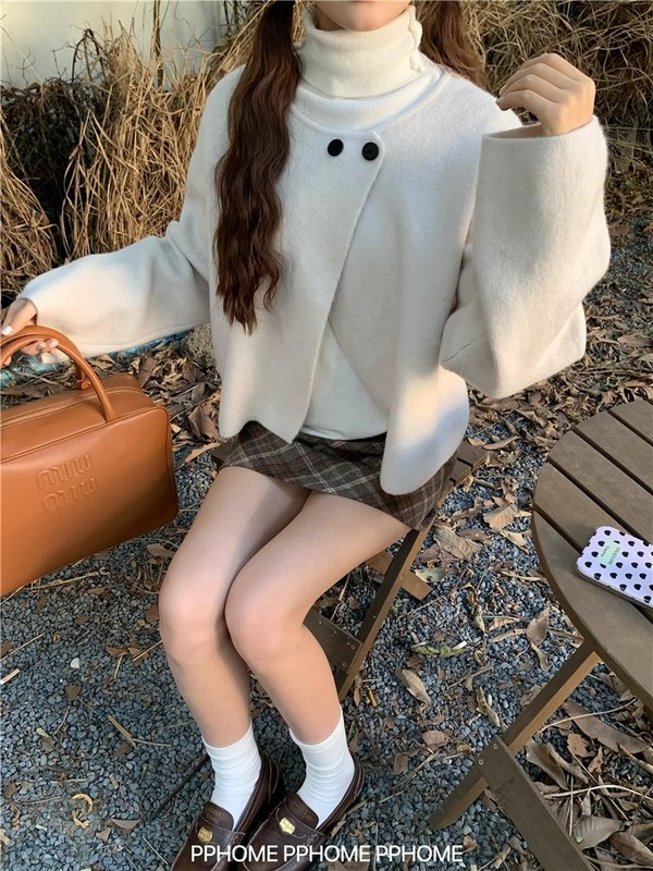 PPHOME***~中式大小姐 复古中式圆领开衫毛衣叠穿红色毛衣外套女|undefined