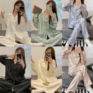 2024 spring and autumn high-grade French Jacquard simulation silk ice silk screen red pajamas women's long-sleeved homewear suit