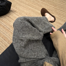 加厚圈圈毛呢阔腿裤女2025秋冬新款慵懒气质宽松显瘦直筒羊毛裤子