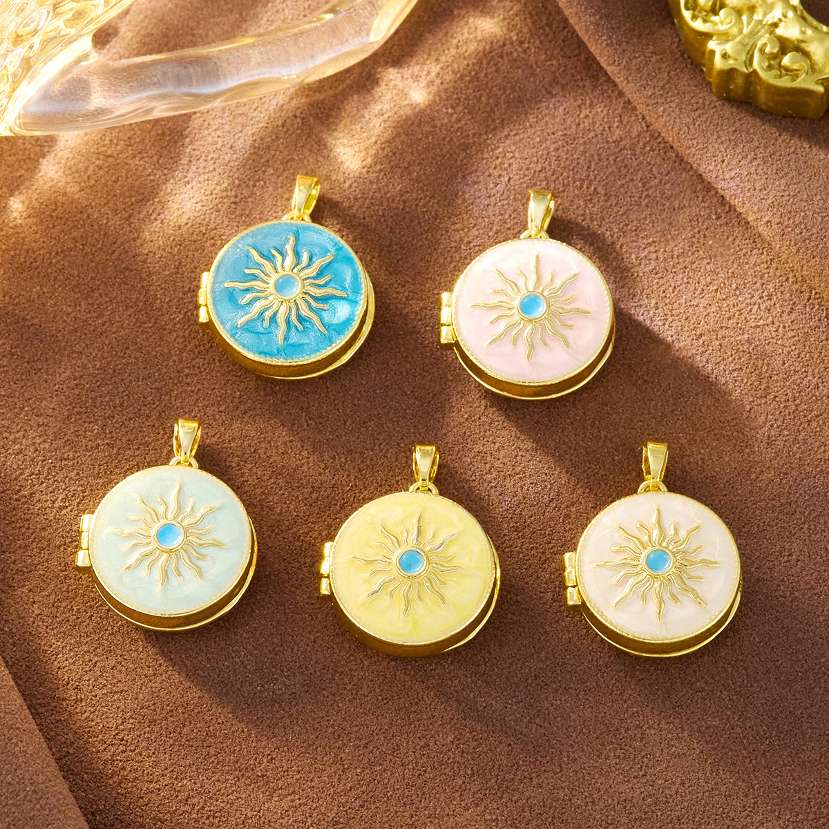 European and American Cross-Border Niche Design High-End Creative Fashion Colorful Oil Dripping Photo Box Copper Gold-Plated Necklace Pendant for Women