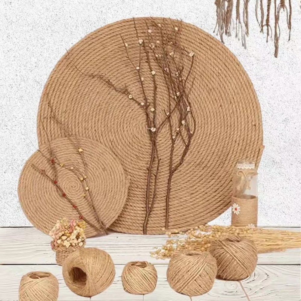 跨境本色店面装修diy复古手工圣诞装饰绳子粗麻绳麻线捆绑黄麻绳