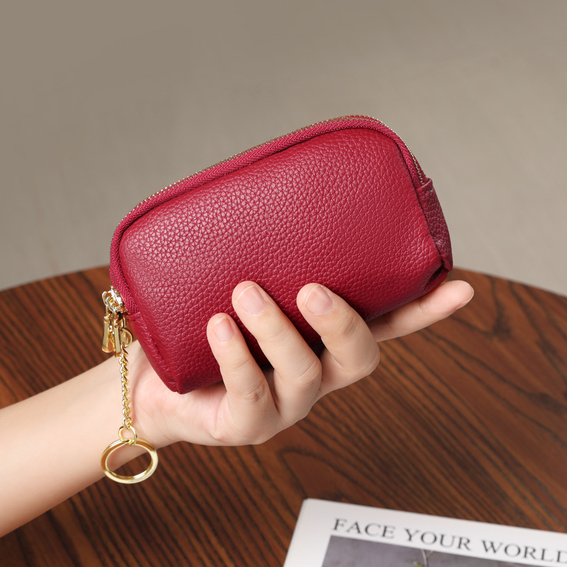 Nuevo bolso pequeño, tres capas de cremallera, bolso de aire extranjero, bolso de cambio de mujer, nuevo cuero pequeño, llave de bolsa de monedas