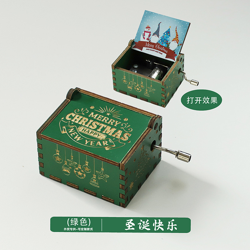 木製オルゴール装飾品古典的な彫刻手回しオルゴールクリスマス工芸品ギフトギフト在庫あり|undefined