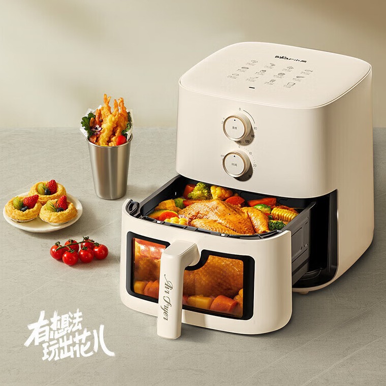 Bear Air Fryer Qzg-H15U8 with Visible Chamber, Detachable, No Flipping, Small Household Integrated Large Capacity Electric Grill 5L