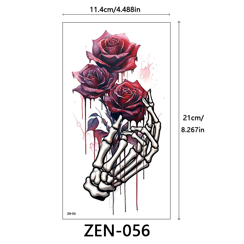 新品跨境 ZEN小全臂纹身贴半臂纹身贴动物花朵万圣节纹身贴tattoo|undefined