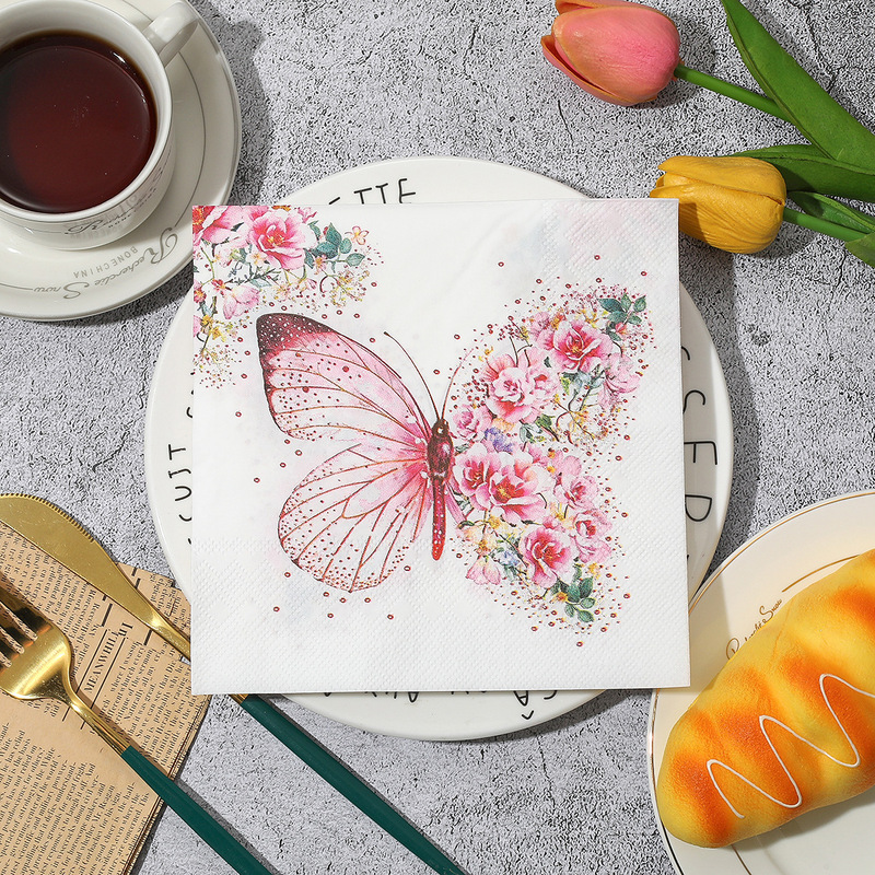 Printed Napkin Butterfly Square Paper New Holiday Party Party High-class Restaurant Special Disposable Paper Towel