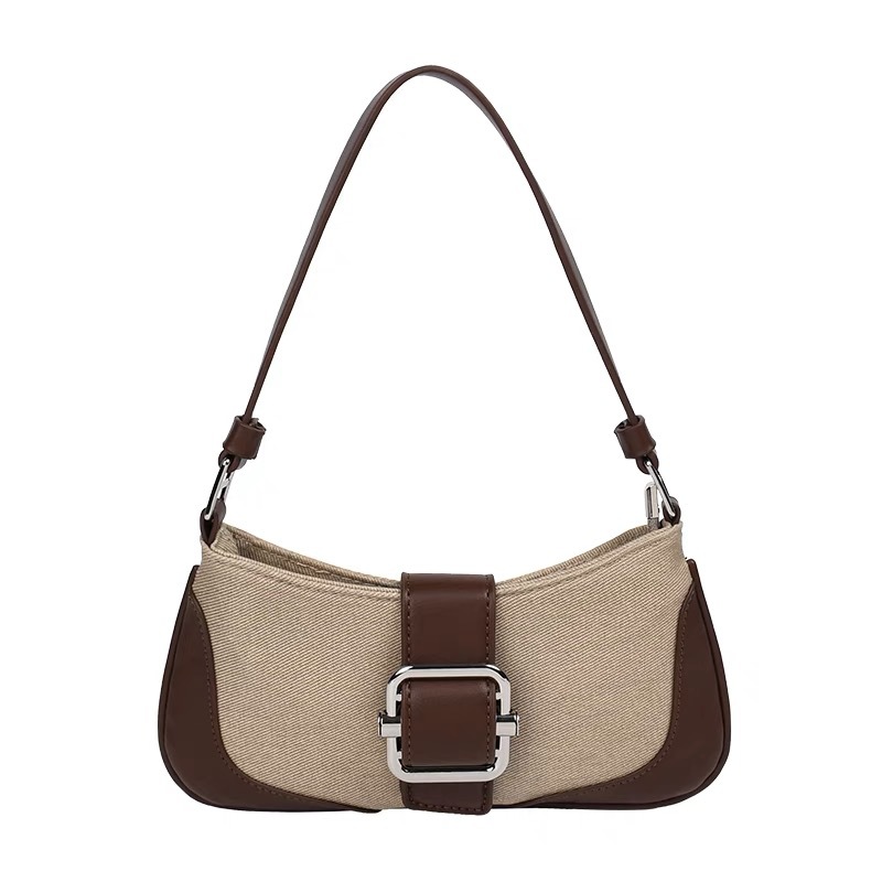 Retro armpit high-end splicing baguette niche design autumn new temperament shoulder bag ins female fashion_voghion.com