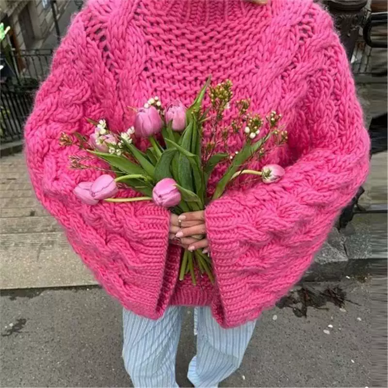 Брендовый вязаный мегфон, свитер, европейский стиль, Aliexpress, круглый ворот, с рукавом, свободный крой