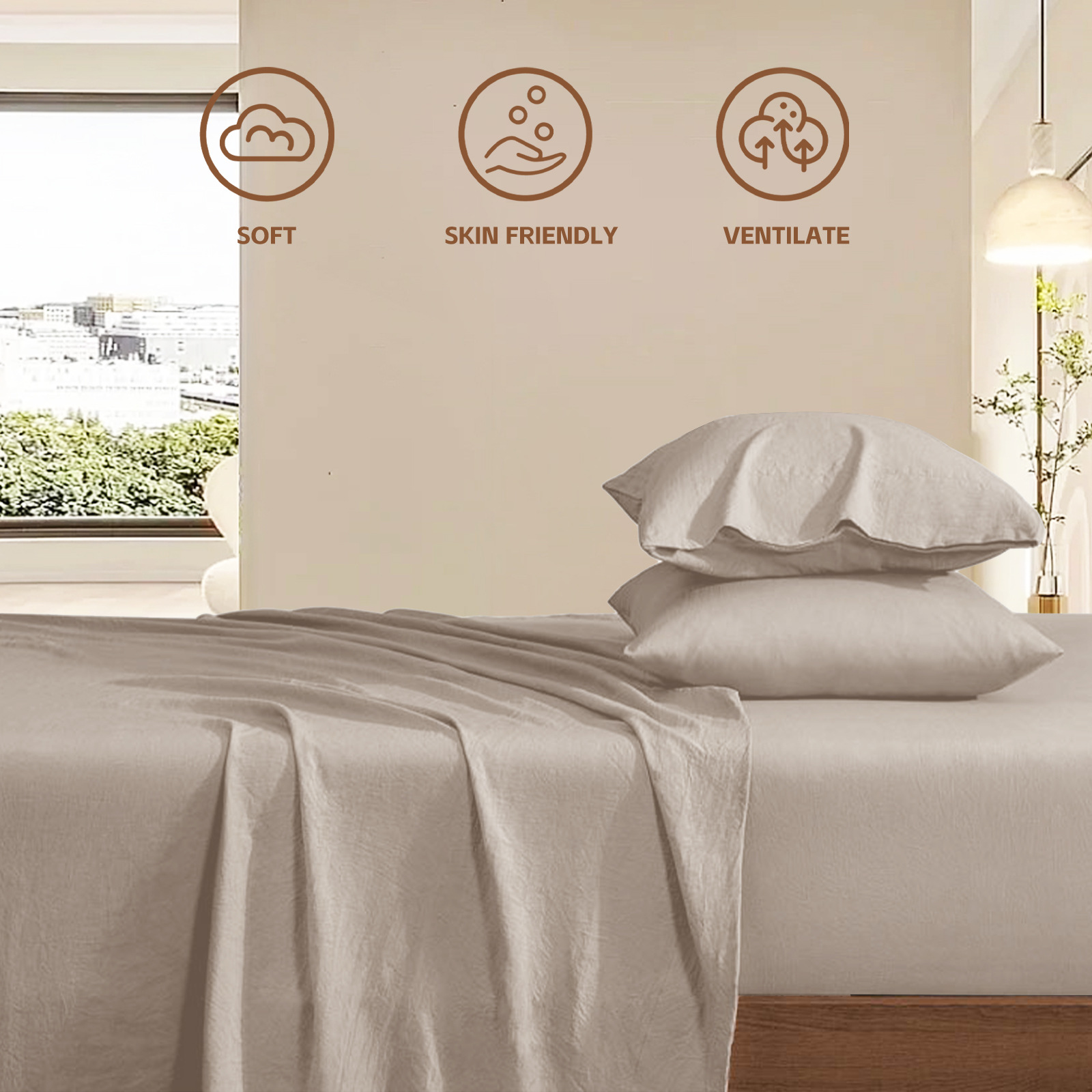 Fábrica de lijado de pelo directo transfronterizo de cuatro piezas de color sólido textiles para el hogar simple lavado y lijado de cuatro piezas de cama al por mayor