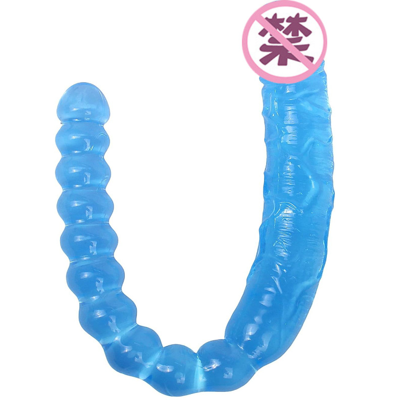 Double-Headed Crystal Dildo TPE Dual-Ended Adult Toy in White — detail image 3