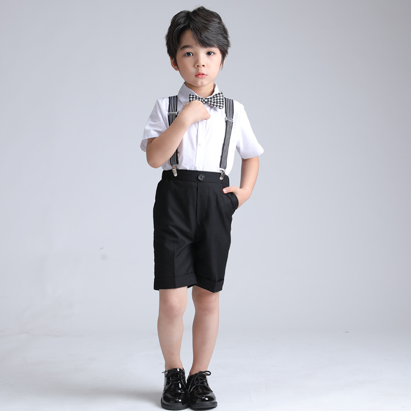 Boy's suspenders suit summer British children's kindergarten suit show performance suit host dress