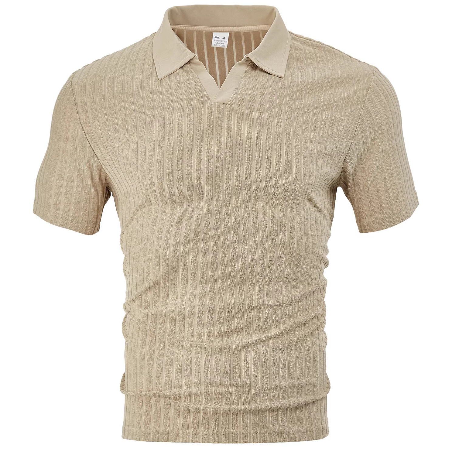 Chemise rayée d'été pour homme, style européen et américain, en tissu jacquard respirant et décontracté, col rabattu, col rabattu._voghion.com