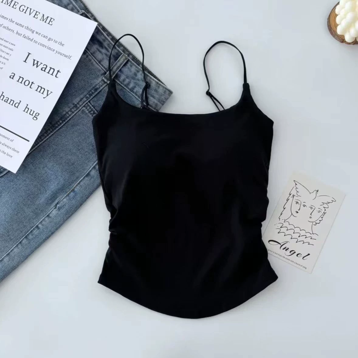 Универсальные лямки, летняя тонкая майка с чашками, майка без рукавов