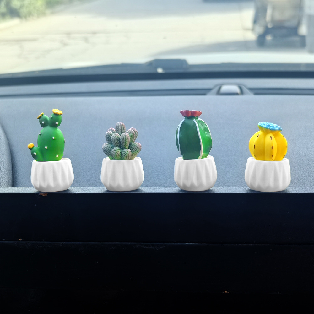 Cartoon net net net cactus suculento interior de coche pequeños accesorios decoración de coche consola central de coche decoración de coche