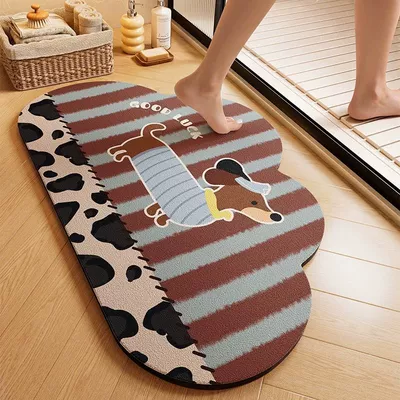 Avtomobil döşəmə paspasları | and living room, dirt-resistant and durable - leopard-print-puppy-cloud-4060cmsecond-generation-diatom-mud