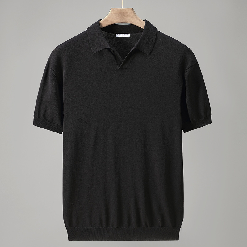 Light Mature Style Summer Thin Men's Slim-fit Casual Polo Shirt American Style Retro Fashion Simple T-shirt Short-sleeved Trendy Men