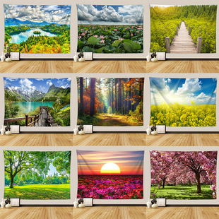 Natural scenery landscape palm tree pattern tapestry hanging painting background wall hanging beach towel hanging cloth