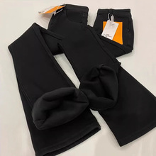 加绒裤子女2024冬季新款黑色不贴腿微喇牛仔裤高腰显瘦修身喇叭裤