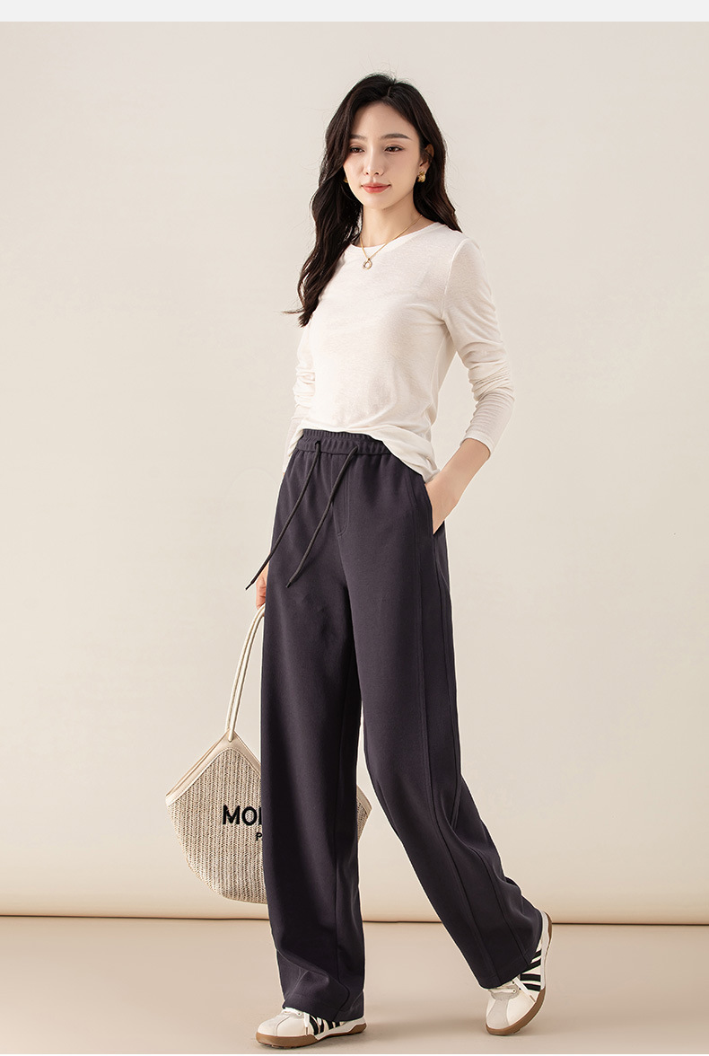 Quần culottes nữ ống rộng cạp thun co giãn chất liệu lyocell len mềm mại dáng chuối — màu tím mận chi tiết 5