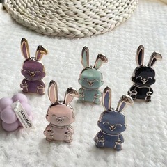 電鍍兔子拉杆手機支架懶人桌面支撐伸縮可愛卡通公仔支架廠家批發