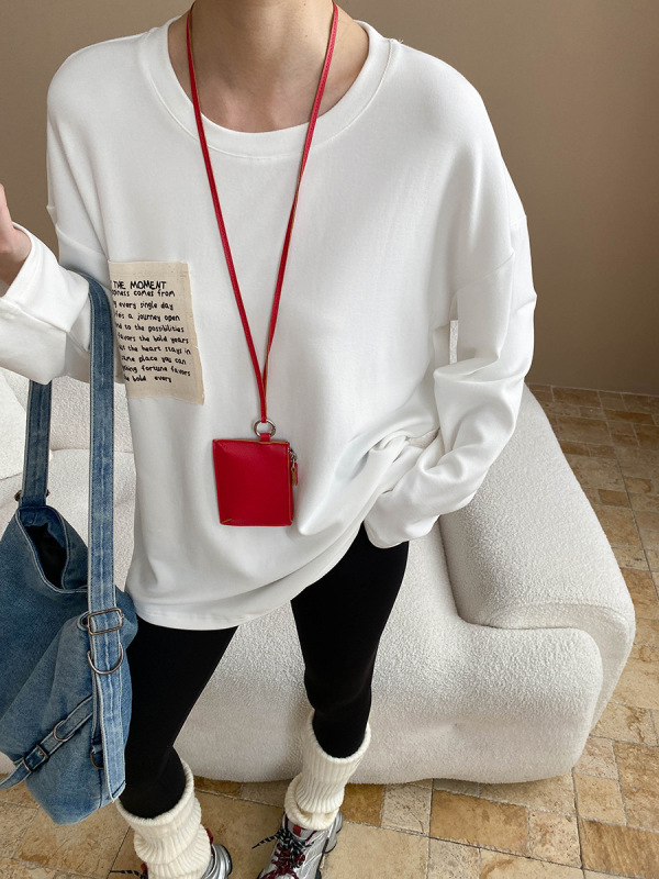 Sinan 初秋の新作ブロガースタイルレタープリントパッチルーズTシャツボトリングシャツSN7682|undefined
