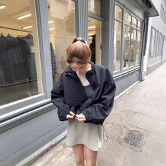 现  韩国东大门ounce立领冲锋衣外套韩系女装简约高级感拉链夹克