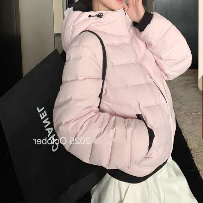 New for Autumn! Private Favorite down Jacket! Ribbed Color-Block Hooded down Jacket for Women