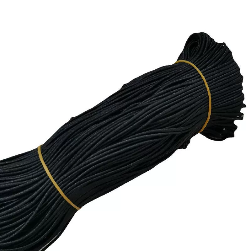 White elastic black beads, hair rope, 1.2mm