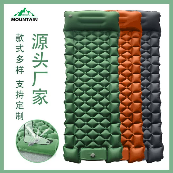 Factory Direct outdoor foot inflatable mat widened camping inflatable sleeping mat lightweight carrying moisture-proof picnic mat TPU