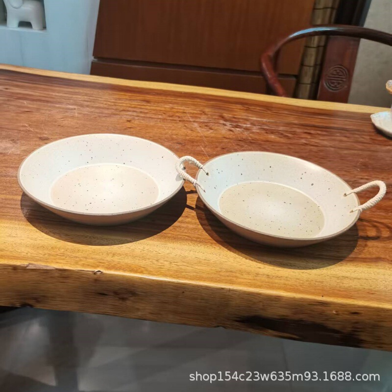 Hotel Soup Plate Thick Retro Ceramic Plate Household Japanese Plate Tableware Retro Chinese Western Plate Steak Plate