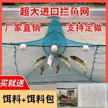 大进口捕渔网八字网拦渔网虎口网拉网拖网捕鱼网折叠虾笼袖子