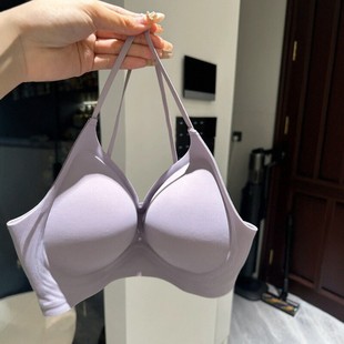 Seamless Bra for Women with Thin Shoulder Straps, Fixed Cup, Cartoon Breast Expansion, Small Breasts, Large Push-Up Bra, Beautiful Back Bra