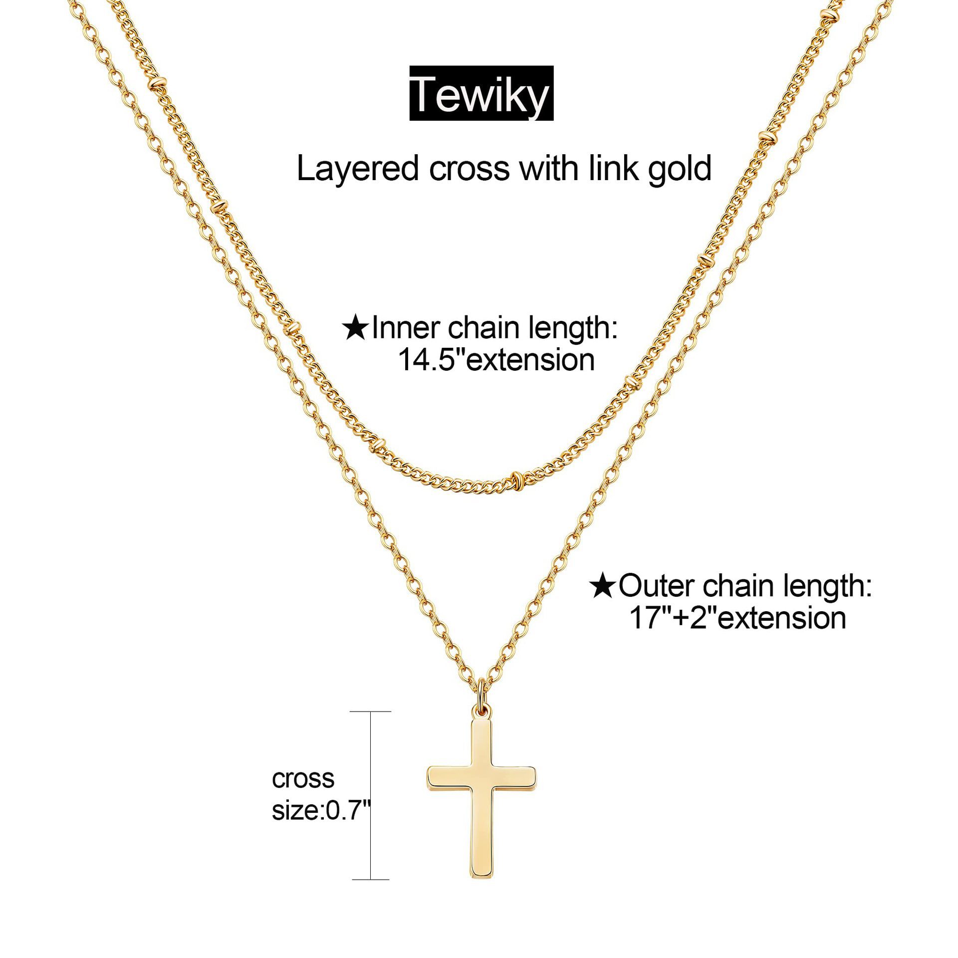 16g Weight 304 Stainless Steel Pendant Material Double Layer Necklaces, Pendant Necklace Classification 304 Stainless Steel Chain Material cable chain Chain Type 1 Piece Quantity Holiday, Daily Occasion 304 Stainless Steel Material Cross Pattern Women's Gender Casual, Simple Style Style 304 Stainless Steel Casual Simple Style Cross Double Layer Necklaces Pendant Necklace 无