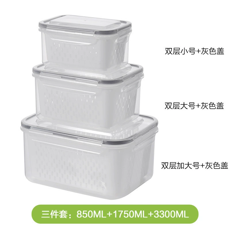 Double-layer storage box with drying rack for fruits and home organization in multiple sizes