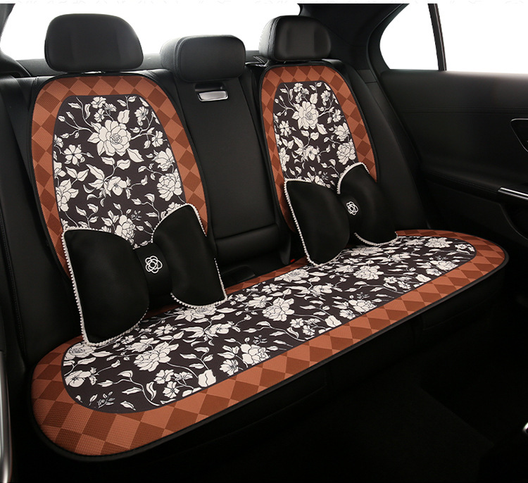 Car seat cushion four seasons universal camellia seat cushion cute seat cover fabric car seat cover non-slip goddess car cushion
