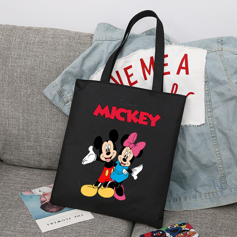 Mickey Minnie Mouse impreso bolsa de lona bolso de hombro bolso plegable bolso de compras