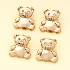 Women's Cartoon Metal Texture Golden Decorative Button Knit Cardigan Sweatshirt with Bear Button - Clothing Accessory