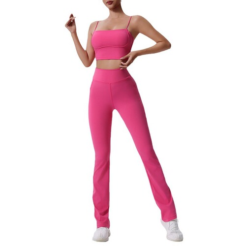 European and American Bare Sensation Yoga Set for Women, Tight Body Shaping Fitness Breathable Running Underwear, Two-Piece Set, Cross-Border